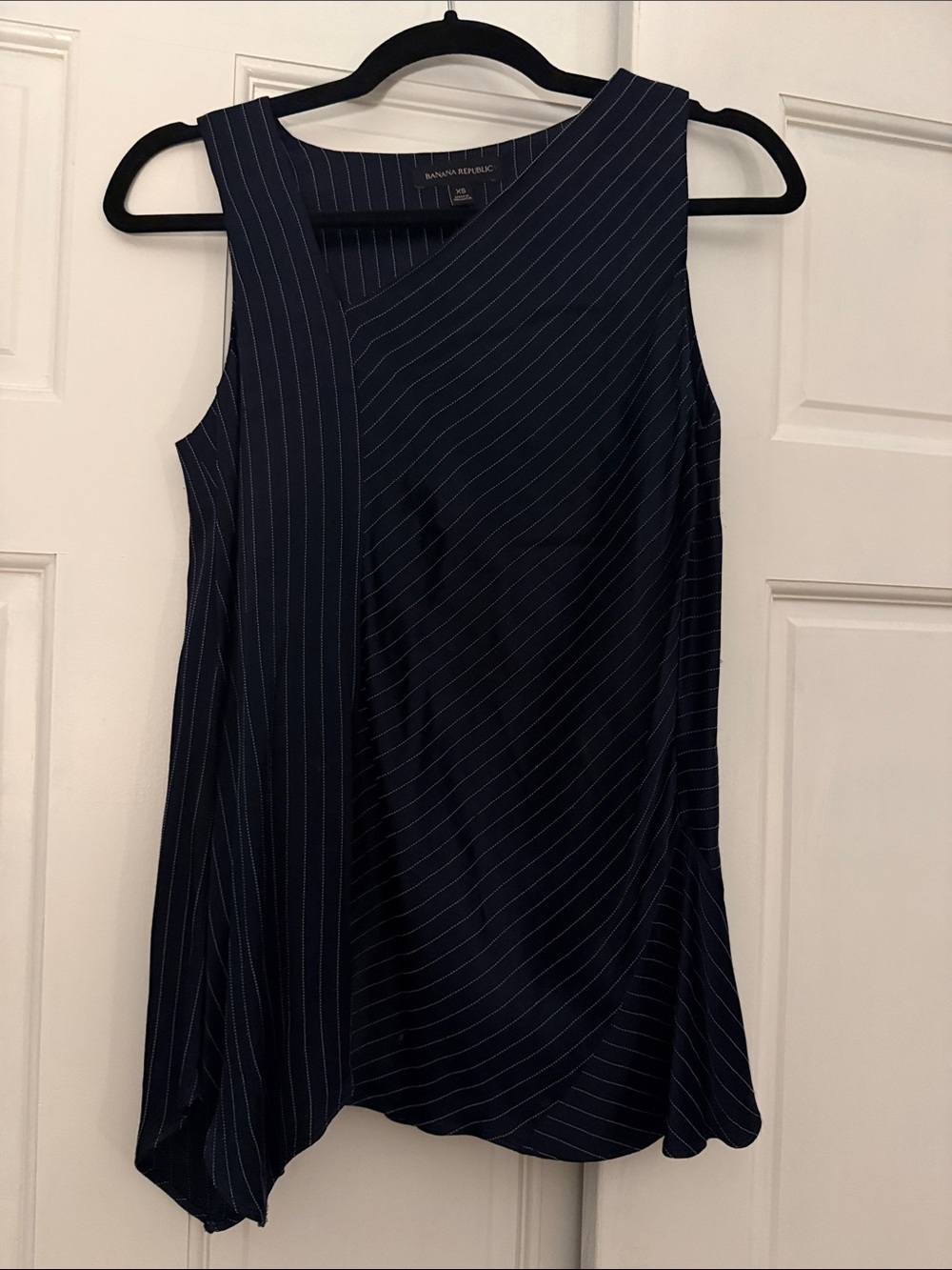 Banana Republic Navy Pinstripe Sleeveless Asymmetrical Tank